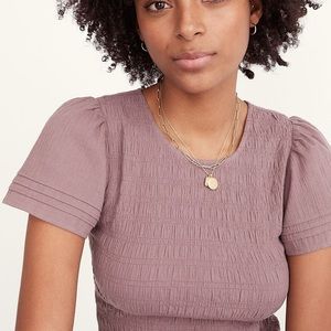 NWT MADEWELL Lucie Flutter-Sleeve Smocked Bodice Top, fig, Medium. SldOut online